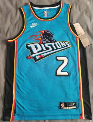 Maillot de Basket #2 Cunningham Detroit Pistons 22-23 classic Bleu Brodé logos